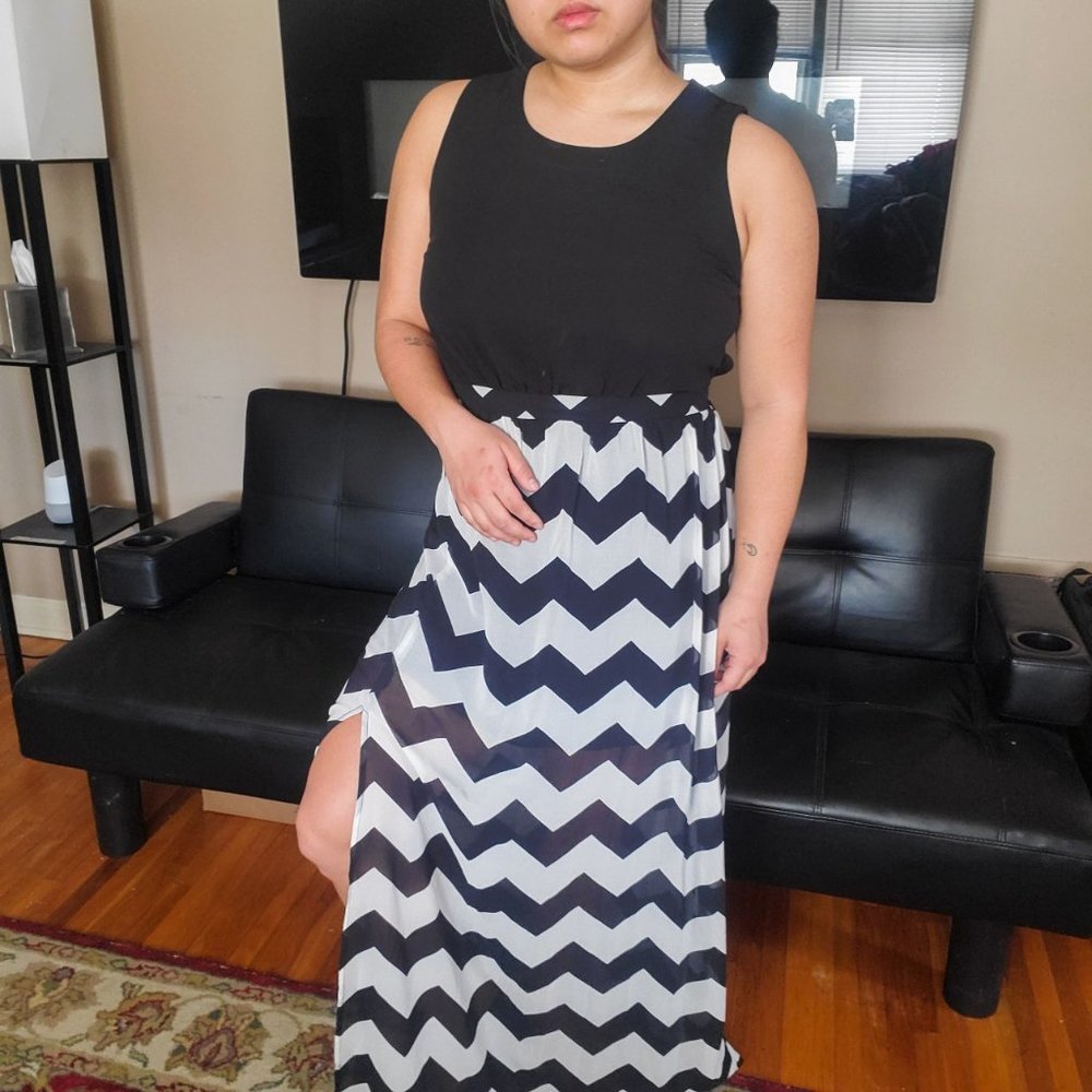 Black chevron maxi dress